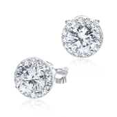 Clearly Round CZ Silver Ear Stud STS-3275 